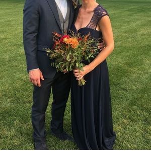 Pinkblush navy formal maternity gown